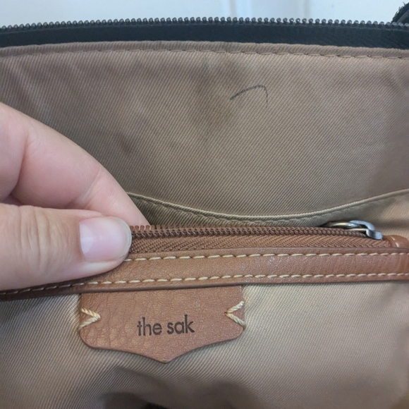 The Sak Bolinas Leather Satchel Black Leaf Embossed - Picture 4 of 7